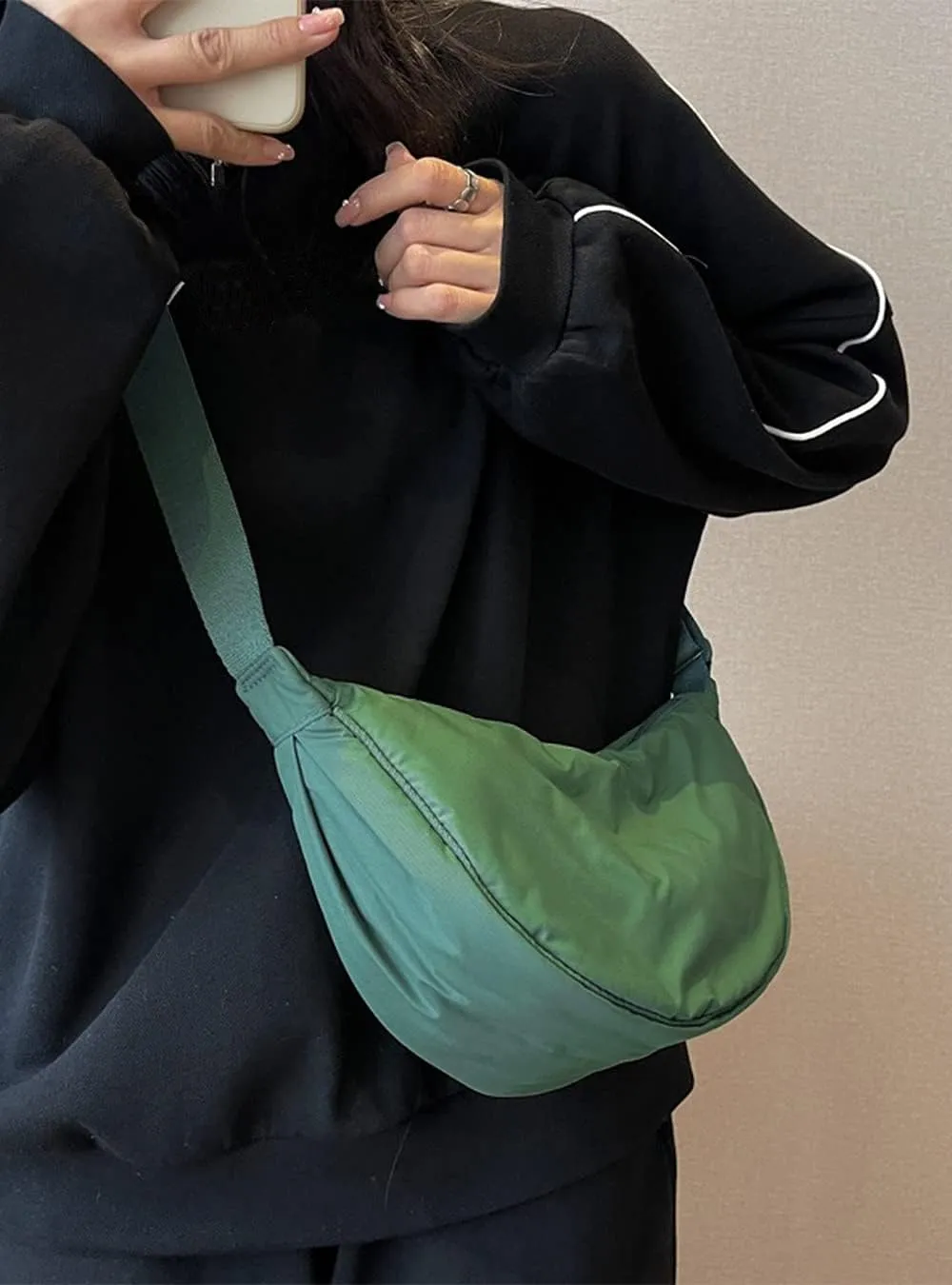 YIKOEE Crescent Bag for Women Men Small Sling Crossbody Bag with Half Moon Shape