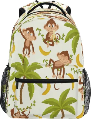 YPPAHHHH Monkey Palm Tree School Bag Backpack College Bookbag,Fruit Banana Laptop Backpacks Computer Bag Travel Hiking Camping Daypack for Women Girls Men Boys Students