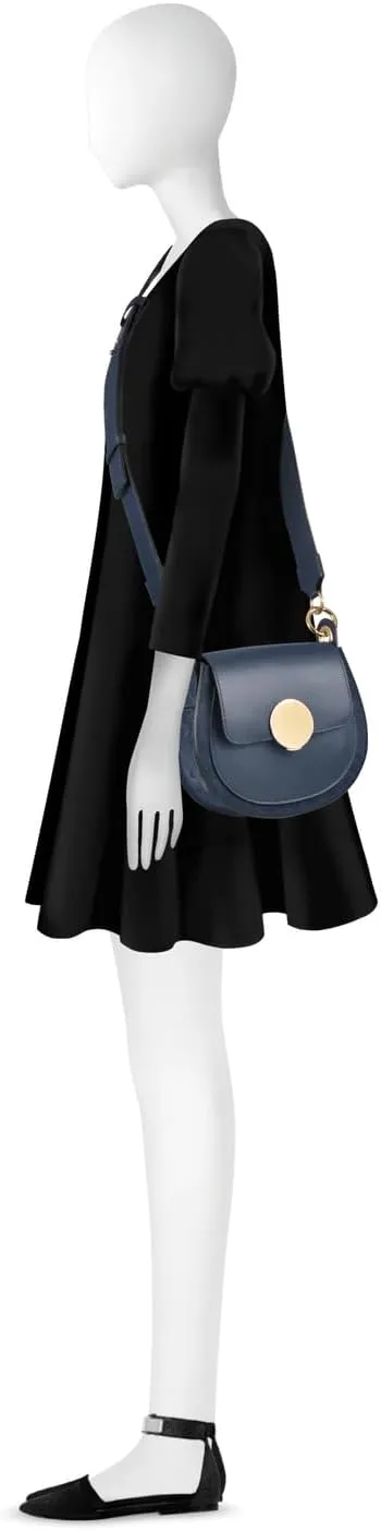 Yucca Shoulder Bag, Suede and Calf Leather, 7.9 x 6.7 x 2.4 inches