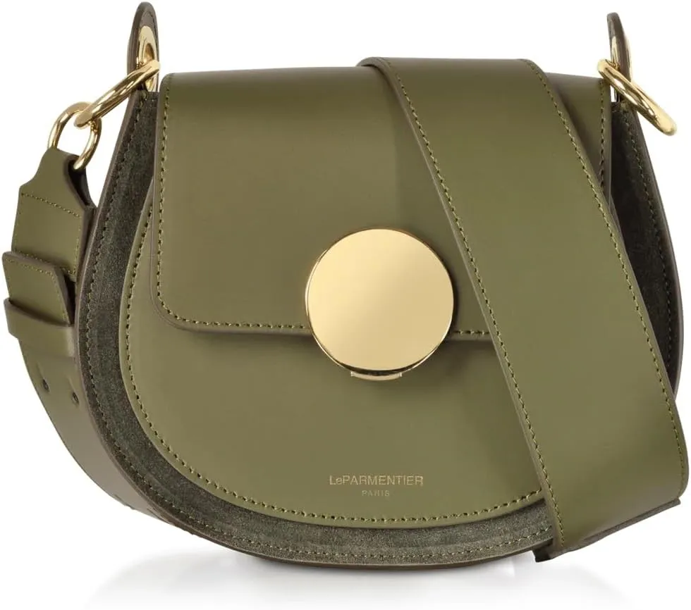 Yucca Shoulder Bag, Suede and Calf Leather, 7.9 x 6.7 x 2.4 inches