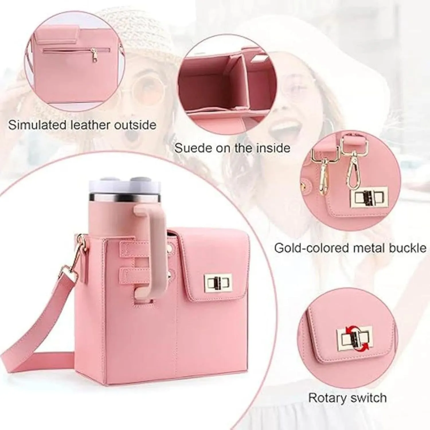 ZETOREL Stanley Purse Cup Holder, Tumbler Purse, Water Bottle Purse for Women, Purse with Water Bottle Pocket