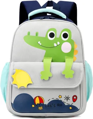 ZHANAO Toddler Backpack for Boys,Dinosaur Backpack for Kids Kindergarten Preschool Bookbag Toddler Boys&Girl School Bags,Light-gray