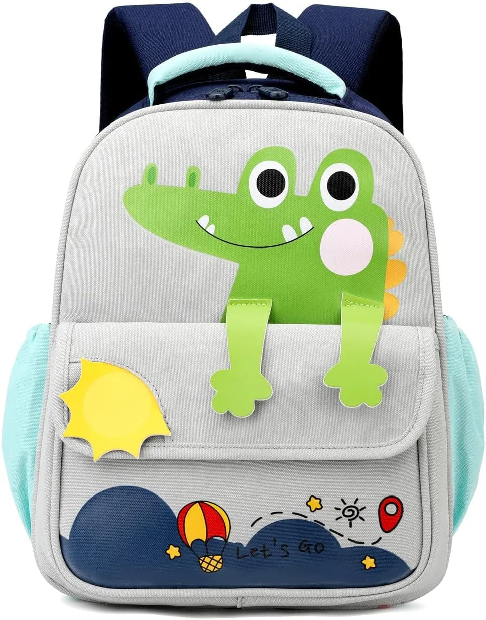 ZHANAO Toddler Backpack for Boys,Dinosaur Backpack for Kids Kindergarten Preschool Bookbag Toddler Boys&Girl School Bags,Light-gray