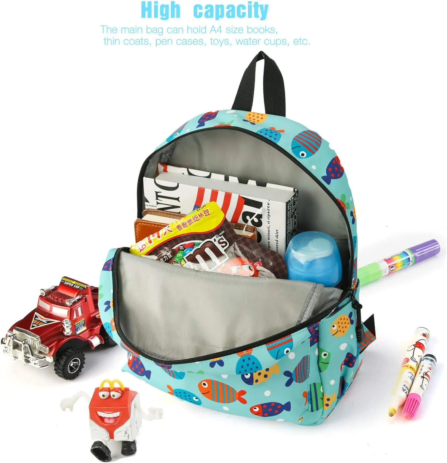Zicac Children's Cute Canvas Backpack Mini Rucksack Bag (M, Green)