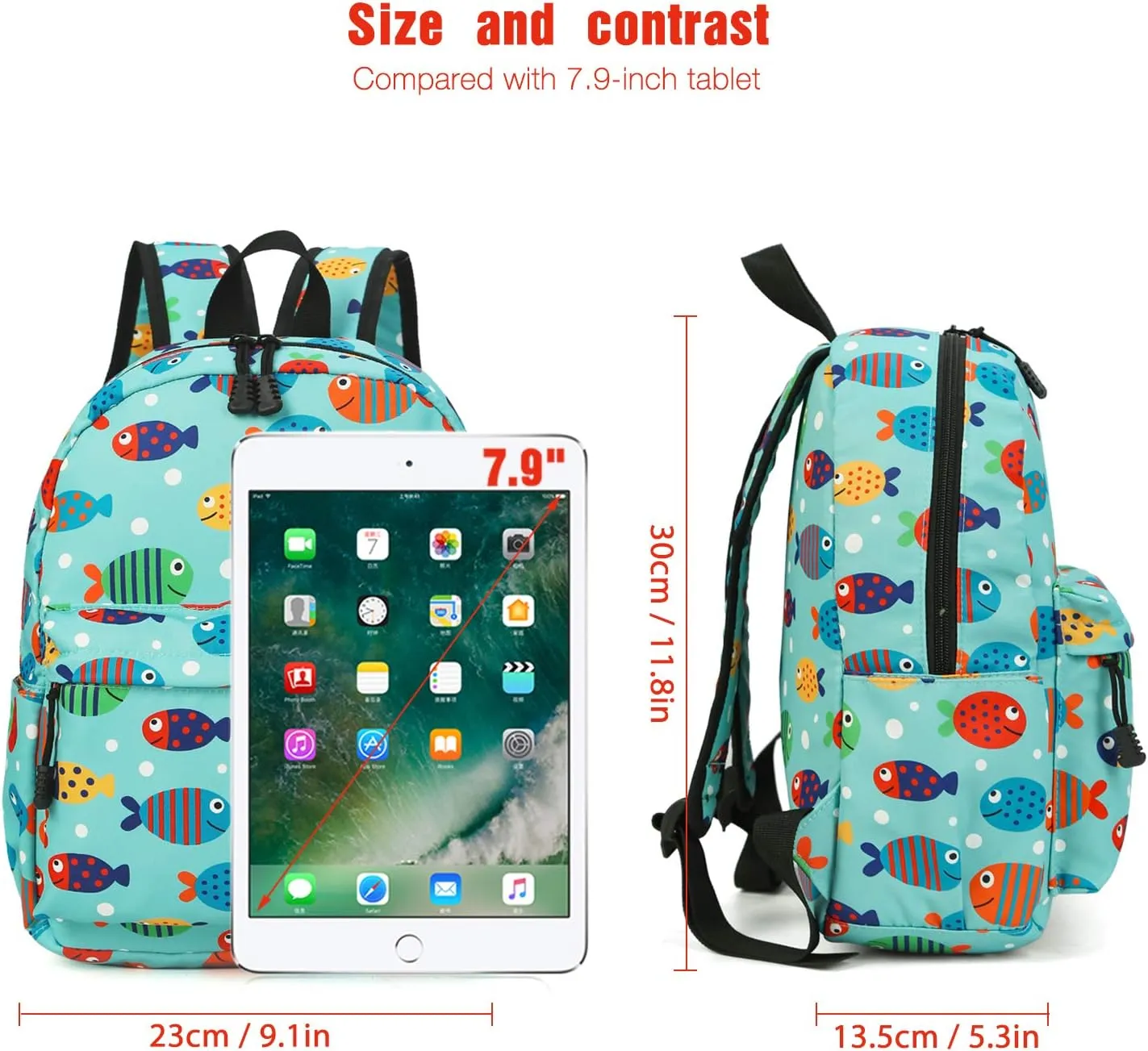 Zicac Children's Cute Canvas Backpack Mini Rucksack Bag (M, Green)