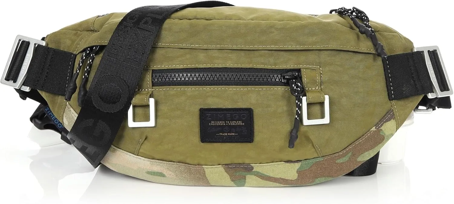 ZIMEGO Tactical Crossbody Sling Bag Waist Fanny Pack – Perfect for Travel and Short Trip, Olive
