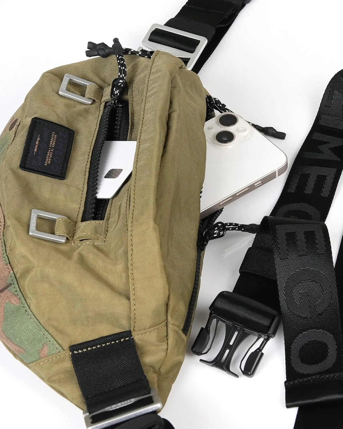 ZIMEGO Tactical Crossbody Sling Bag Waist Fanny Pack – Perfect for Travel and Short Trip, Olive