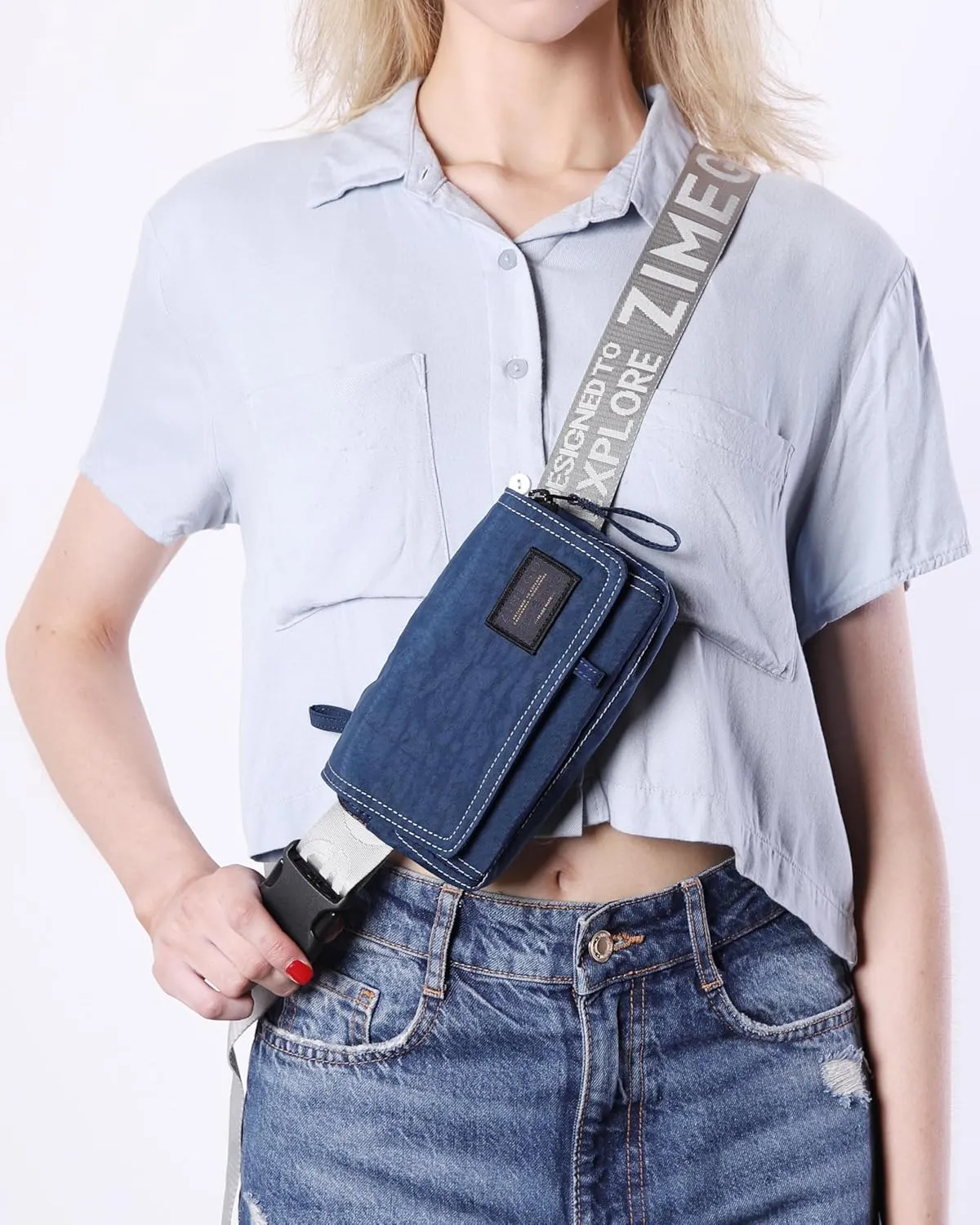 ZIMEGO Unisex Mini Crossbody Sling Bag and Waist Fanny Pack – Everyday Travel Purse, Navy