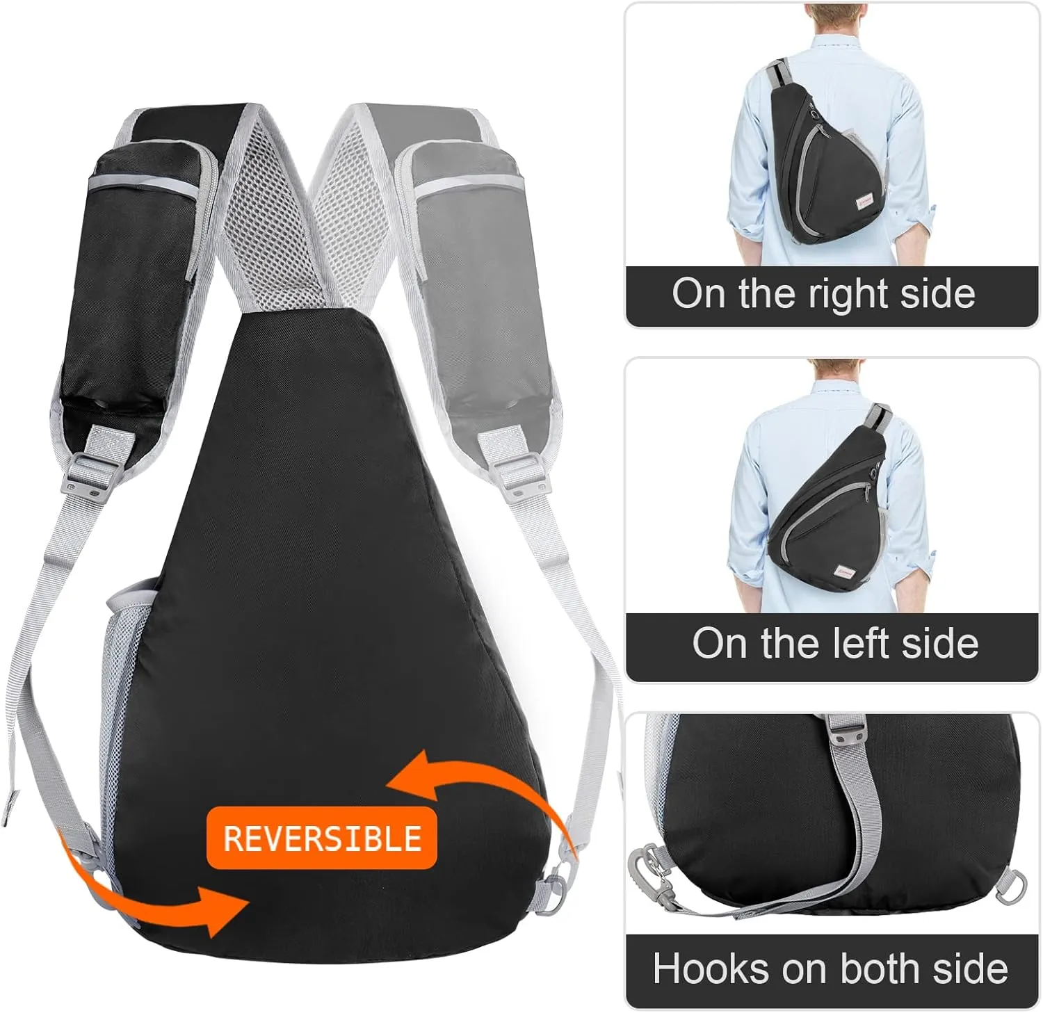 ZOMAKE Sling Bag for Women Men, Small Crossbody Sling Backpack, Mini Water Resistant Shoulder Bag