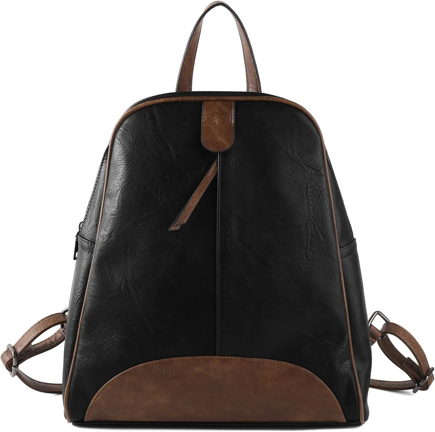 ZWSHEXUAN Vintage Style Leather Backpack Womens Backpack Travel Fashion Designer Ladies Shoulder Bags with Wristlet (Black)