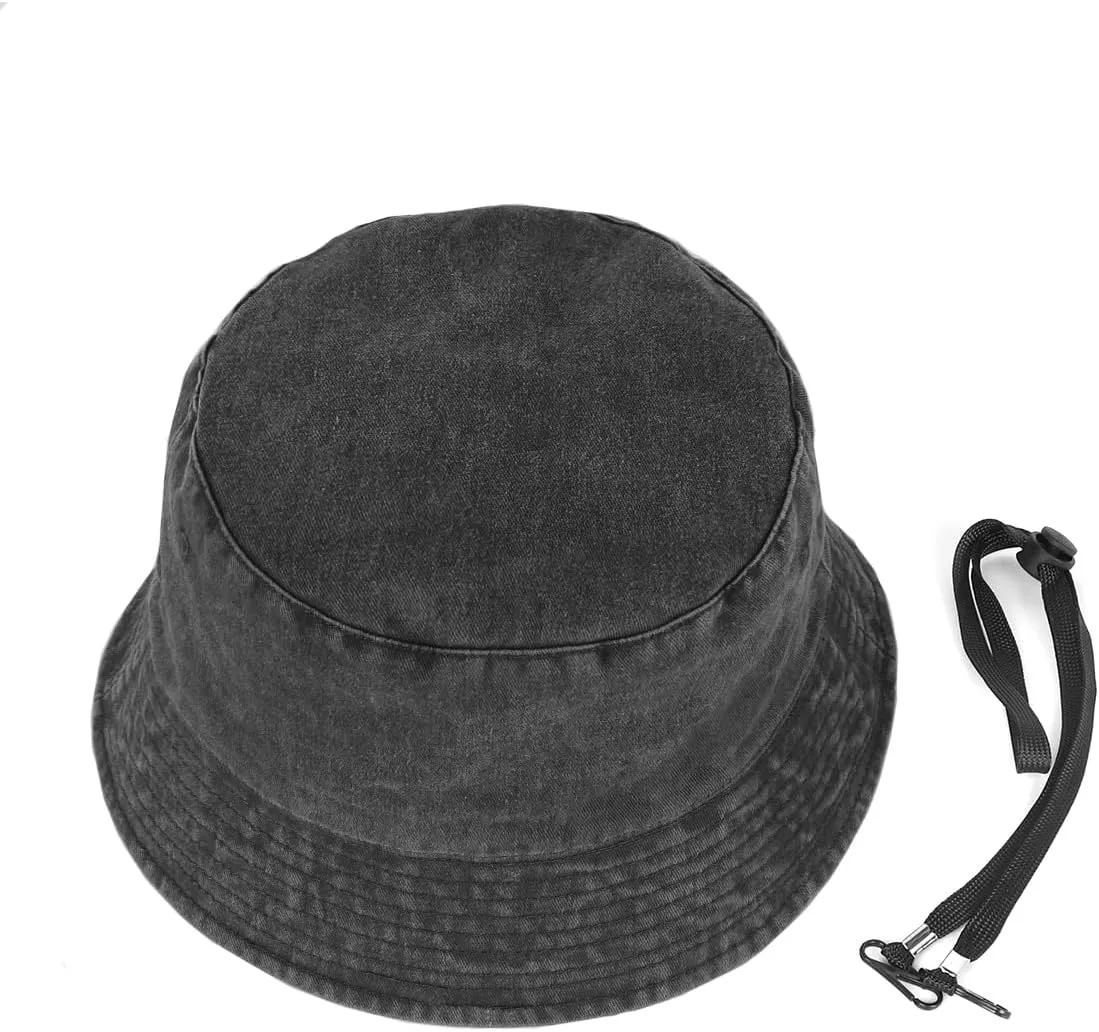 Zylioo Oversize XXL Washed Bucket Hat for Men Women,Large Faded Denim Sun Hat,Packable Travel Beach Hats for Big Heads