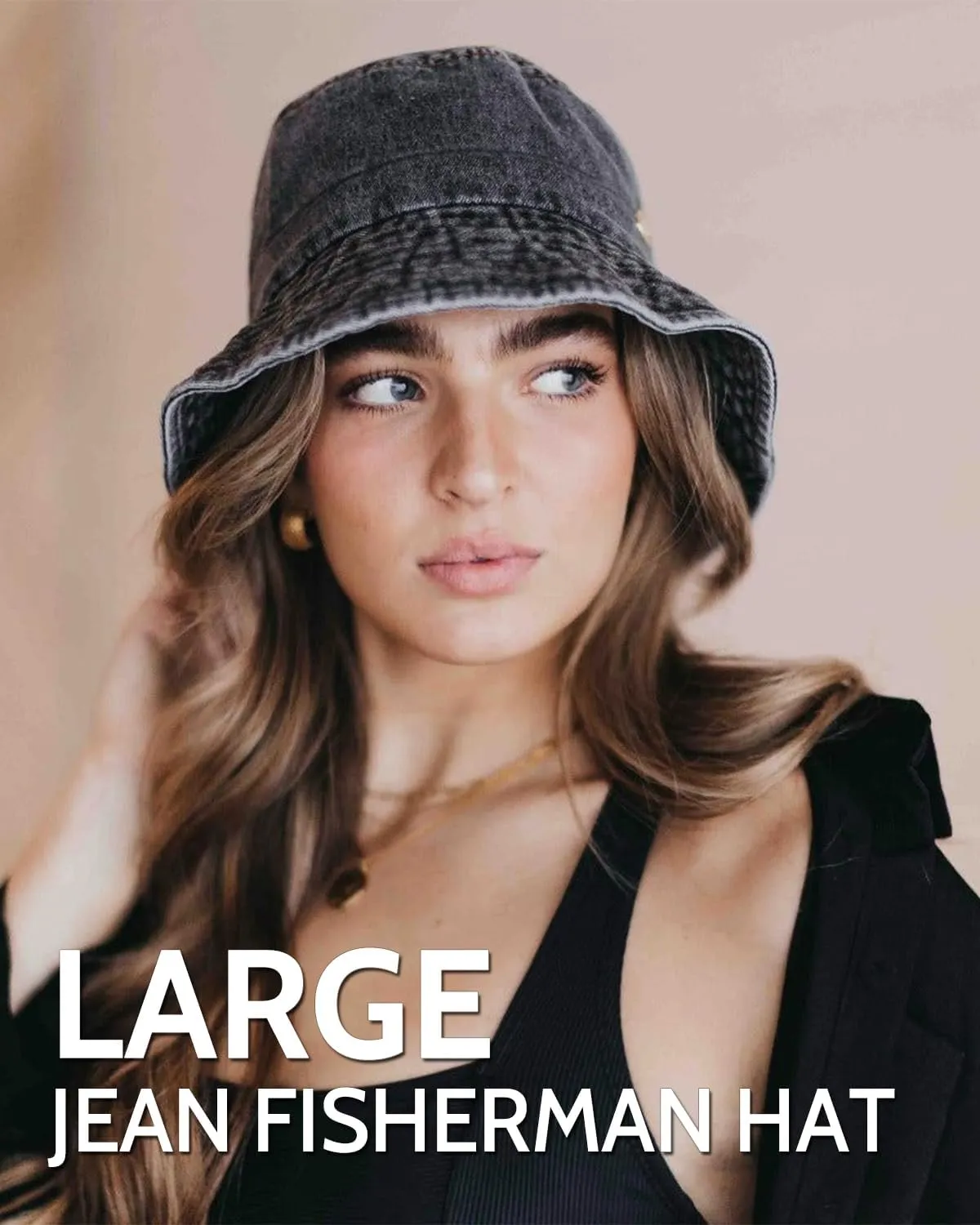 Zylioo XX-Large Denim Bucket Sun Hat,Oversized Jean Fisherman Hats,Adjustable Packable Summer Travel Hats