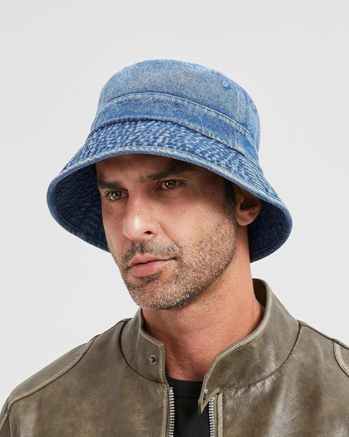 Zylioo XX-Large Denim Bucket Sun Hat,Oversized Jean Fisherman Hats,Adjustable Packable Summer Travel Hats