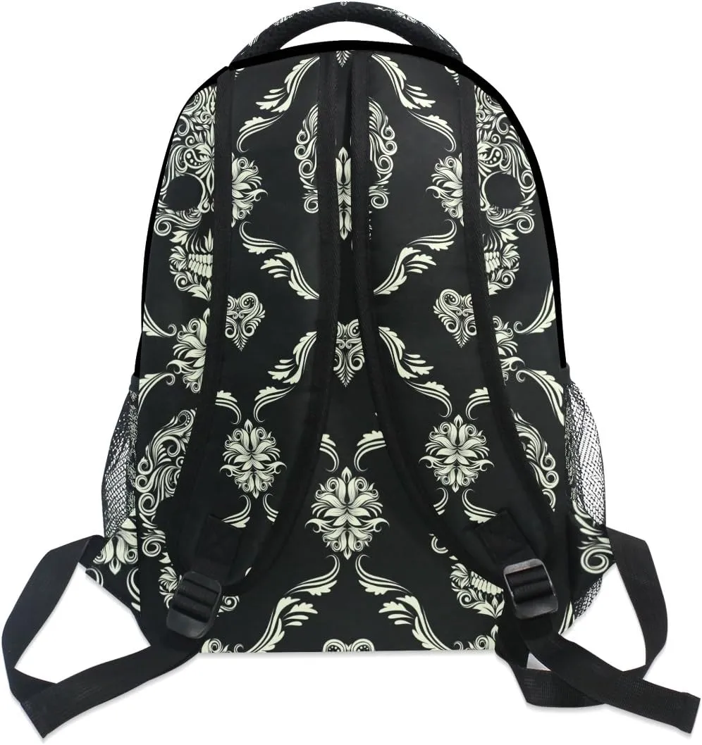 ZZKKO Sugar Skull Day of the Dead Boys Girls School Computer Backpacks Book Bag Travel Hiking Camping Daypack